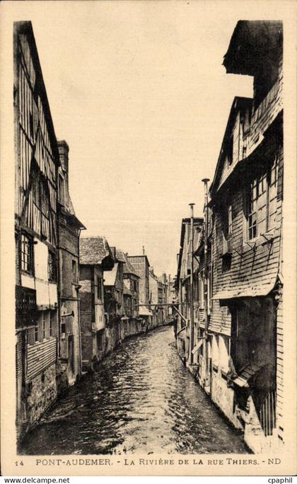 CPA Pont Audemer La riviere de la rue Thiers