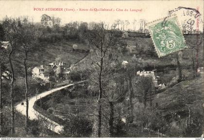 CPA Pont Audemer Route de Quilleboeuf Cote du Longval
