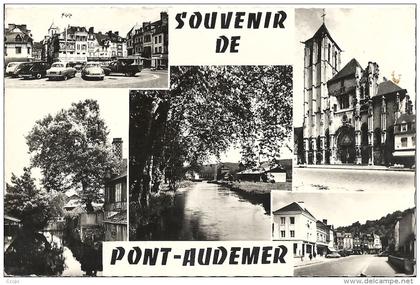 CPSM Pont-Audemer - vues multiples - voitures anciennes