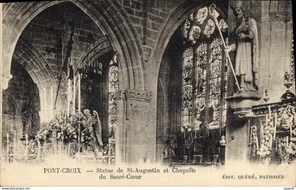 CPA Pont Croix statue de St Augustin et chapelle du Sacre Coeur