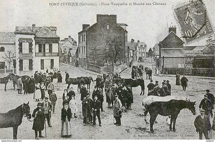REPRO Pont l'eveque (Calvados) Place Vauquelin et Marche aux Chevaux