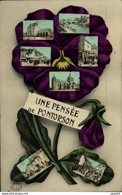 CPA Pontorson Une pensee Fleurs