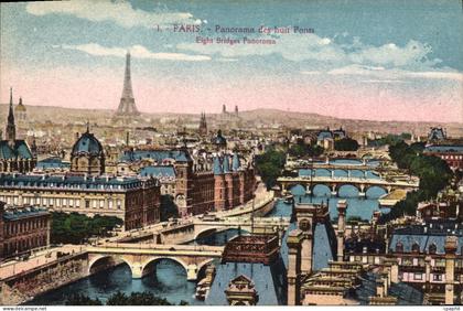 CPA Paris Panorama des huit Ponts