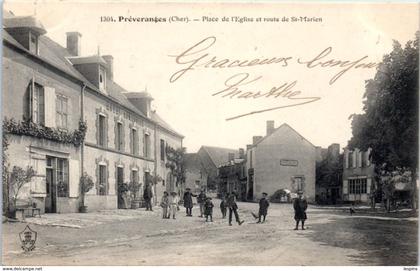 18 - PREVERANGES --  Place de l'Eglise et route