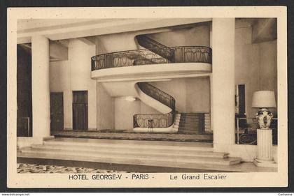 Paris Hotel George V Le Grand Escalier luxury interior Art Deco vintage postcard