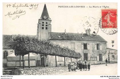 AUEP9-0623-95 - PUISEUX-LES-LOUVRES - la mairie et l'église