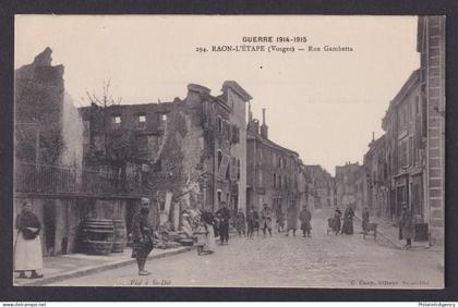 FRANCE, Vintage postcard, Raon-l'Étape, Rue Gambetta, WWI