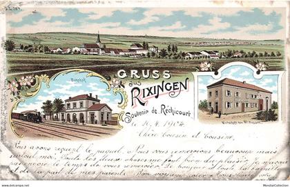 57 RECHICOURT LE CHATEAU AP#DC630 GRUSS AUS RIXINGEN SALUTATIONS GARE TRAIN HOTEL