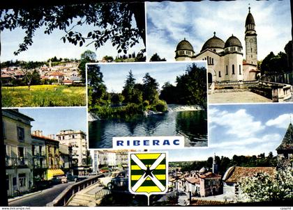 CPSM RIBERAC vue générale église cascade