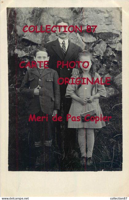 87 - RILHAC RANCON - MONTIGNAC - Mr FAUCHY et ses Enfants Roger et Jeanne - Carte Photo n° 4847 BOUDEAU