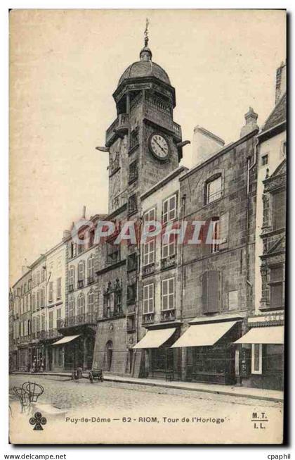 CPA Riom Tour De l'Horloge