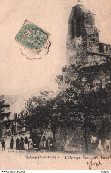 robion - rue et l'horloge - villageois