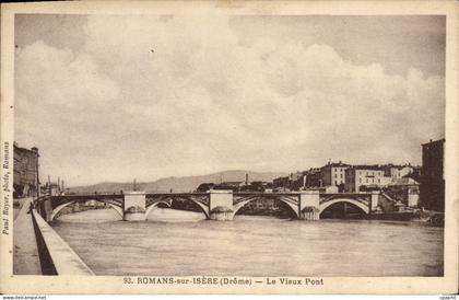 CPA romans sur isere drome le vieux pont