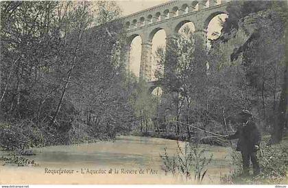Carte Postale Ancienne - 13 - Roquefavour - L'Aqueduc et la Rivière de l'Arc - Animée - Pecheur - CPA - Voir Scans Recto