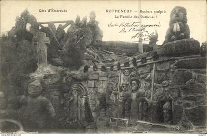 CPA Rotheneuf Rochers Sculptes La famille des Rotheneuf