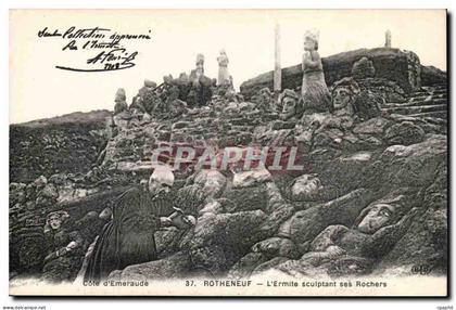 Rotheneuf CPA L'ermite sculptant ses rochers