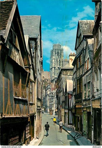 76 - Rouen - Maisons anciennes  Rue Damiette. Au fond l'église Saint-Ouen - Carte Neuve - CPM - Voir Scans Recto-Verso