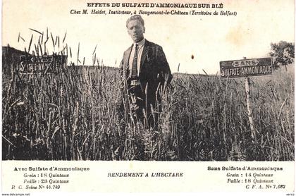 Carte postale ancienne de ROUGEMONT le CHATEAU - Effets sulfate d'ammoniaque sur le Blé - Mr HEIDET