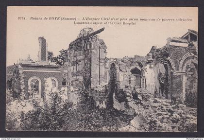 FRANCE, Postcard, Roye, The Civil Hospital, WWI