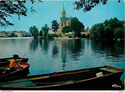 Carte Postale - 72 - Sablé sur Sarthe - L'église sur les bords de la Sarthe - Flamme Postale de Sablé sur Sarthe - CPM -
