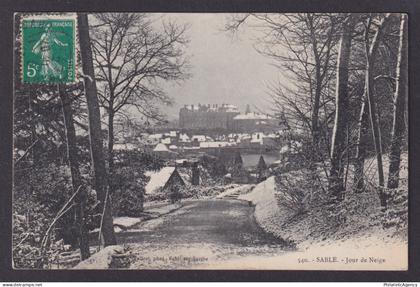 FRANCE, RPPC Postcard, Sablé-sur-Sarthe, Snowy day