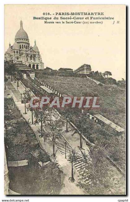 CPA Paris Montmartre Basilique du Sacre Coeur et Funiculaire Montee vers le Sacre Coeur
