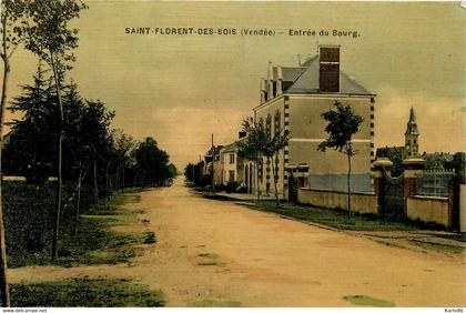 st florent des bois * route de l'entrée du bourg * cpa toilée colorisée