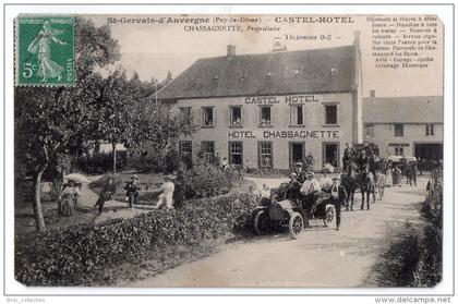 Saint-Gervais-d'Auvergne, Castel-Hôtel, Chassagnette, propriétaire, 1911, éd. A. Michel, angles coupés, automobile