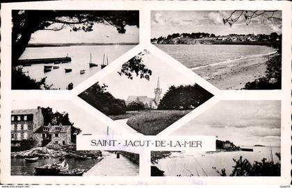 CPA SAINT-JACUT-DE-LA-MER église port plage