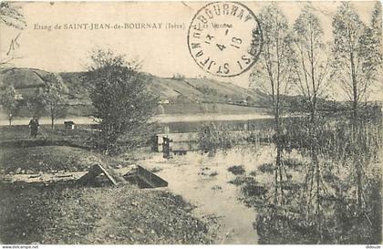 Carte Postale Ancienne - 38 - Saint Jean de Bournay - L'Etang - Animée - Correspondance - Oblitération ronde de 1918 - C