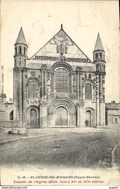 CPA St Jouin de Marnes Deux Sevres Facade de l'eglise Mon hist XIe et XIIe siecle