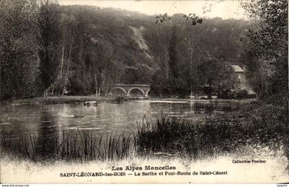 CPA Saint Leonard des Bois La Sarthe et Pont Route de Saint Ceneri
