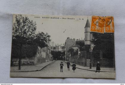 Cpa 1922, Saint Mandé, rue Baudin, Val de Marne 94