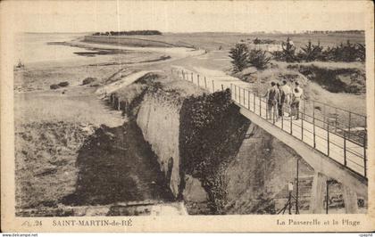 CPA Saint Martin de Re La Passerelle et la Plage