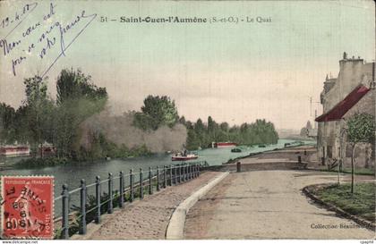 Saint Ouen l'aumone CPA Le quai (carte toilee)