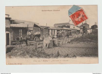 CPA - 93 - SAINT-OUEN - Chez les "Biffins" - Une rentrée de Matinée - Attelages de chevaux avec enconbrants Voy en 1911