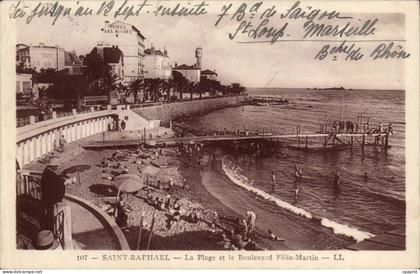 Saint Raphael La Plage et le Boulevard Felix Martin - CPA