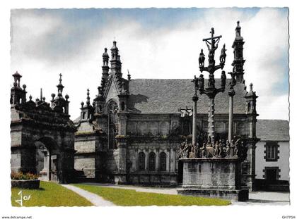 GRAND FORMAT -SAINT-THEGONNEC par JOS -CPA 15x21cm -calvaire -ossuaire -arc de triomphe renaissance