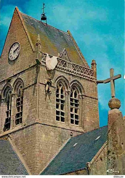 Carte Postale - 50 - Sainte Mère Eglise - L'Eglise - Le clocher - Mannequin représentant le parachutiste américain John