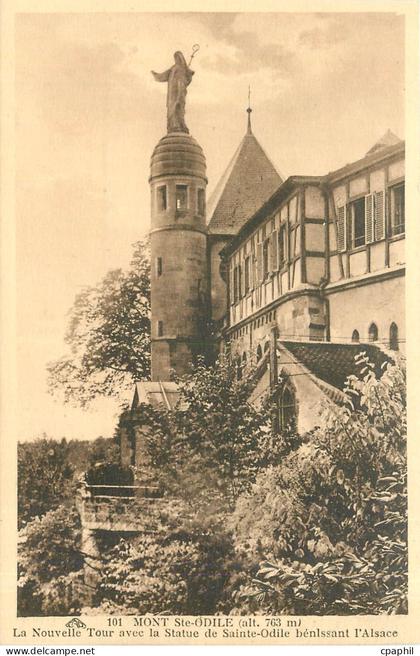 CPA Mont Ste Odile La Nouvelle Tour avec la Statue de Sainte Odile