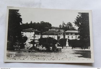 Cpsm, Salies du Salat, statue Compans et la vieille église, Haute Garonne 31