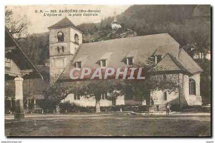 CPA Samoens Hte Savoie l'eglise et le place Centrale