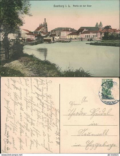 CPA Saarburg (Lothringen) Sarrebourg Partie an der Saar 1910