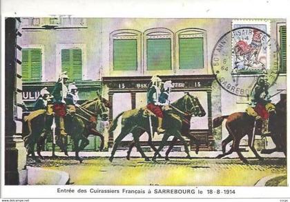 CPM Sarrebourg Entrée des Cuirassiers Français le 18-8-1914