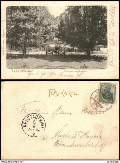 CPA Saargemünd Sarreguemines Partie aus dem Stadtpark 1902