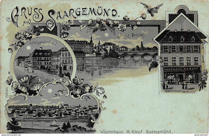 France - SARREGUEMINES - Carte Litho - Magasin M. Knopf, Editeur de Cartes Postales