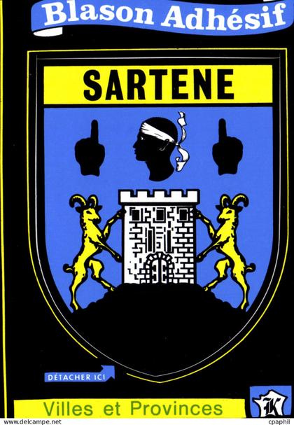 CPSM Sartene Blason Adhesif Villes Et Provinces