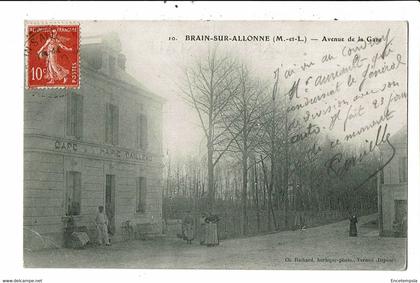 CPA-Carte Postale France-Brain-sur-Allonnes- Avenue de la gare -animée 1909  VM27488mo