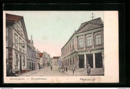 CPA Schiltigheim, Hauptstrasse avec Postamt