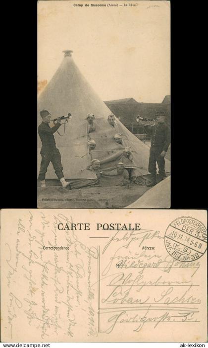 CPA Sissonne Camp de Sissonne Soldaten werden geweckt 1914